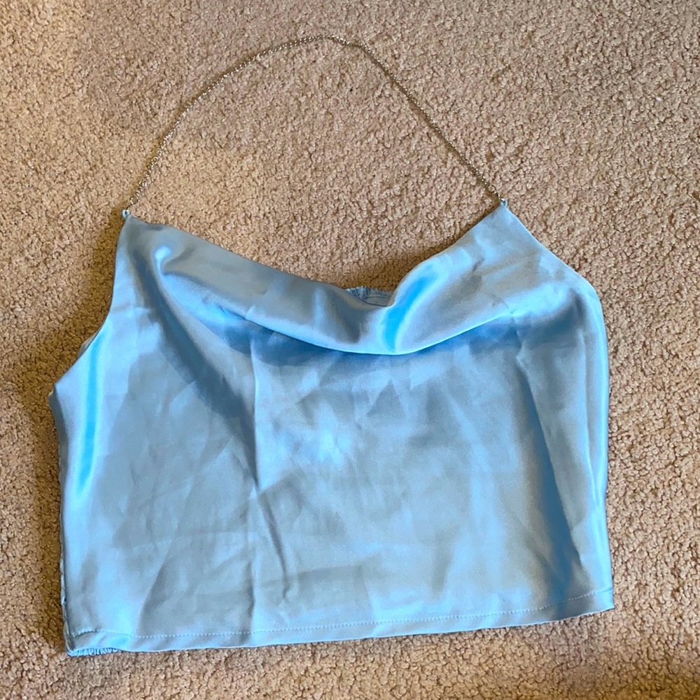 blue satin top